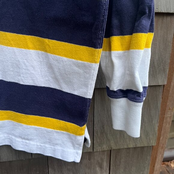 Vintage Polo Ralph Lauren Striped Rugby Shirt 90s Blue Yellow White Sz M - Picture 13 of 14
